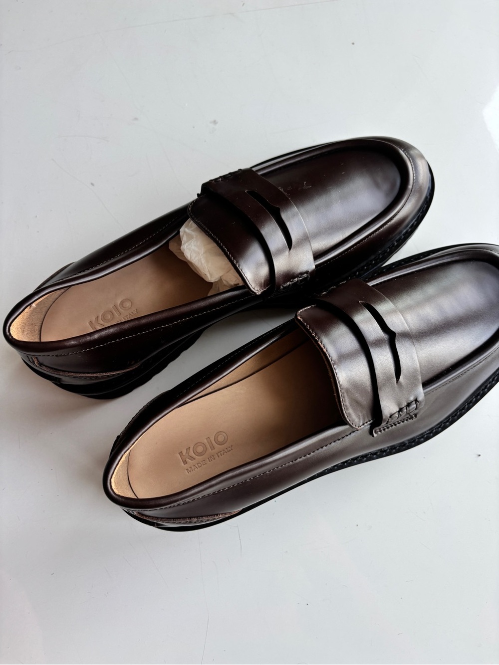 KOIO Women's Dark Brown Leather Penny Loafers